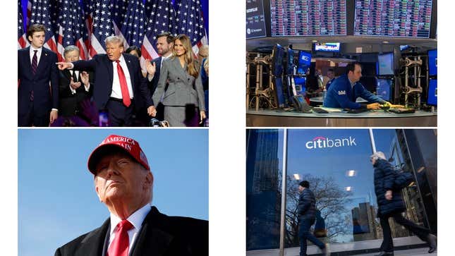 Imagen para el artículo titulado El Dow Jones sube, Tesla y Trump Media ganan y qué significa la victoria de Trump: resumen de noticias electorales