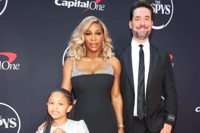 Alexis Olympia Ohanian Jr., lower left; Serena Williams and Alexis Ohanian attend the 2024 ESPY Awards at Dolby Theatre on July 11, 2024 in Hollywood, California.