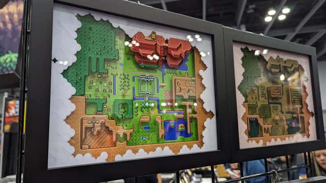 Zelda maps are displayed in a diorama.