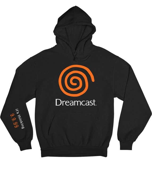 Una sudadera con capucha negra y naranja al estilo de Sega Dreamcast.