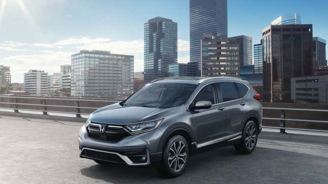 A grey Honda CR-V SUV. 