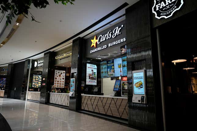 FILE - A Carl&#39;s Jr. kiosk is seen at Paveletskaya Plaza shopping mall in Moscow, Russia, Wednesday, May 3, 2023. The economy&#39;s resilience in the face of bruising Western sanctions is a major factor behind President Vladimir Putin&#39;s grip on power in Russia. (AP Photo, File)