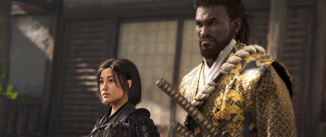 Naoe and Yasuke stand side-by-side.