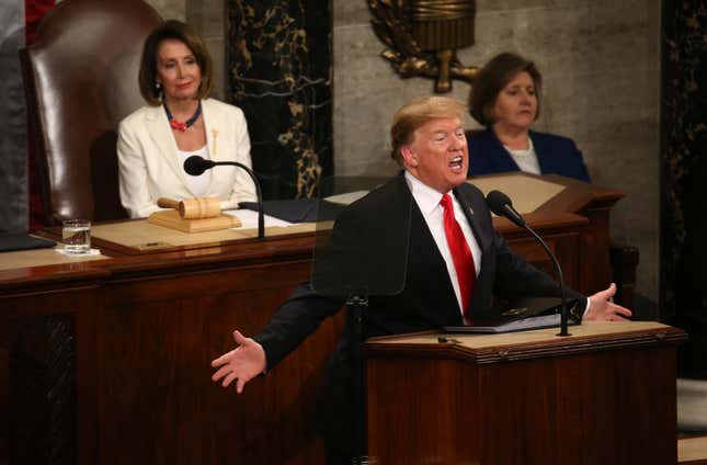 Bluster in the front, smirking in the back.