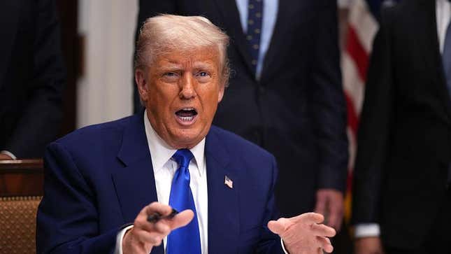 President Donald Trump speks as he signs an executive order aimed at reducing the cost of prescription drugs and pharmaceuticals by 30% to 80% during an event in the Roosevelt Room of the White House on May 12, 2025, in Washington, DC