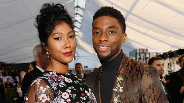 Taylor Simone Ledward and Chadwick Boseman attends the 25th Annual Screen Actors Guild Awards on January 27, 2019 in Los Angeles, California. 