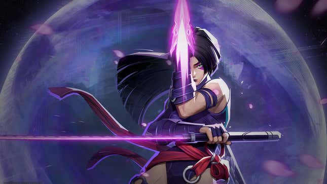 Psylocke poses with the moon as a backdrop in her Vengeance skin, based on her classic attire.