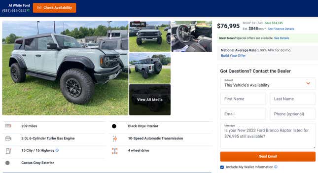 Image for article titled Ford Bronco Inventory Is Running Wild, And That Could Mean Big Savings