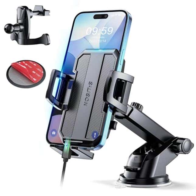 Image for article titled SUUSON Upgraded 3-in-1 Car Phone Holder Mount [Powerful Suction] Phone Mount for Car Dashboard Air Vent Windshield, Now 10% Off