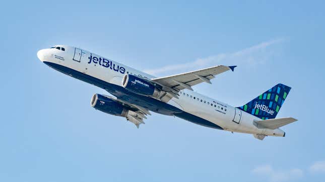 JetBlue Airways Airbus A320-232 takes off from Los Angeles international Airport on July 30, 2022 in Los Angeles, California.