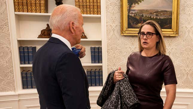 Image for article titled ‘And I Want Your Tie Too,’ Says Sinema, Giving Biden Conditions Of Her Support For Bill