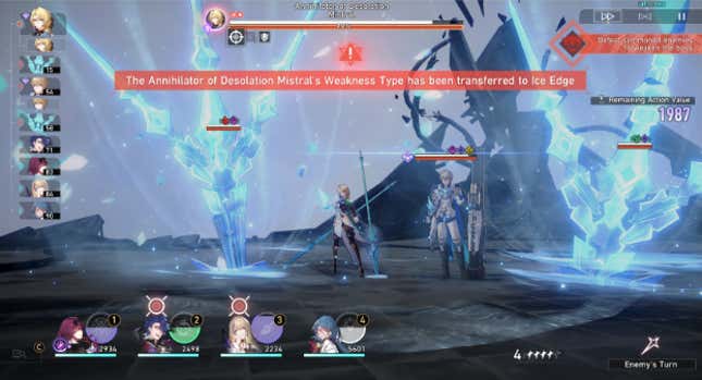 A screenshot of the Apocalyptic Shadow Cocolia battle.