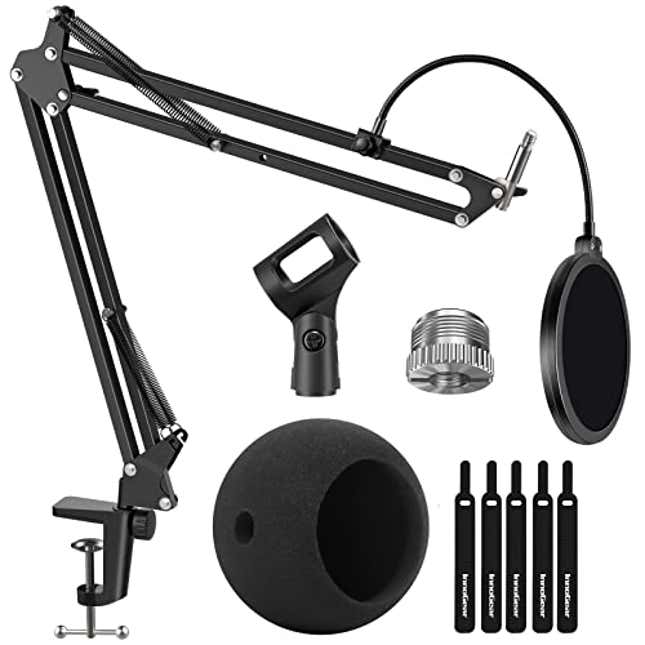 Image for article titled InnoGear Adjustable Mic Stand for Blue Snowball and Blue Snowball iCE Suspension Boom Scissor Arm Stand with Microphone Windscreen and Dual Layered Mic Pop Filter, Now 15% Off