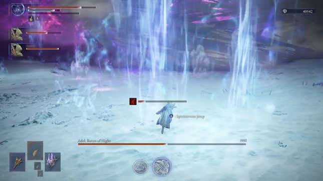 The player character races towards the boss.