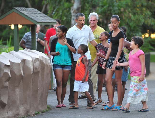 HONOLULU, HI - JANUARY 3: U.S. President Barack Obama along with first family and friends visit the Honolulu Zoo on January 3, 2011 in Honolulu, Hawaii. The Obama’s are on the last day of an 11-day family vacation in Hawaii.