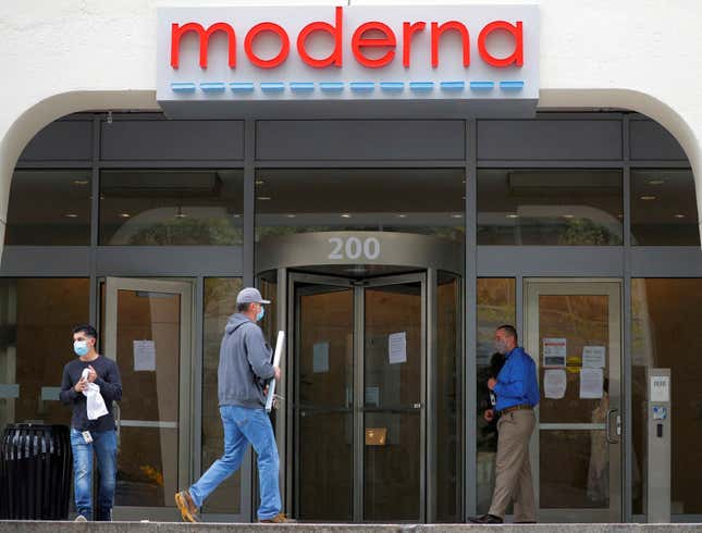 Headquarters of Moderna in Cambridge, Massachusetts, US.