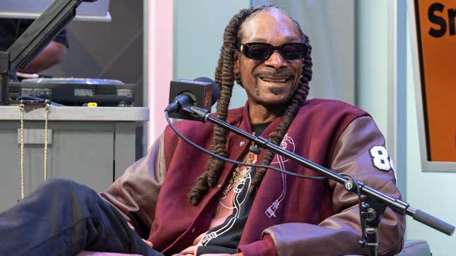 Snoop Dogg sits down with Roxanne Shante on SiriusXM’s Rock The Bells Radio at The SiriusXM Studios on October 26, 2021 in New York City.