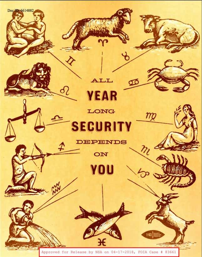 Image for article titled Cold War-era office posters from NSA’s archives shows a hundred ways to say “shhh”