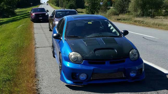 The Dodge Neon stopped by the Maine State Police