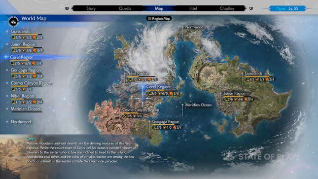 A screenshot shows the world of Final Fantasy VII.
