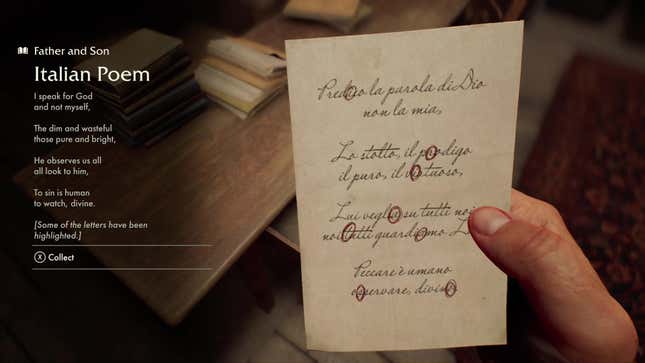 An in-game screenshot shows a poem.