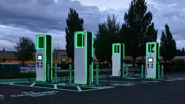 Electrify America electric vehicle fast charging station located in Vancouver, WA.