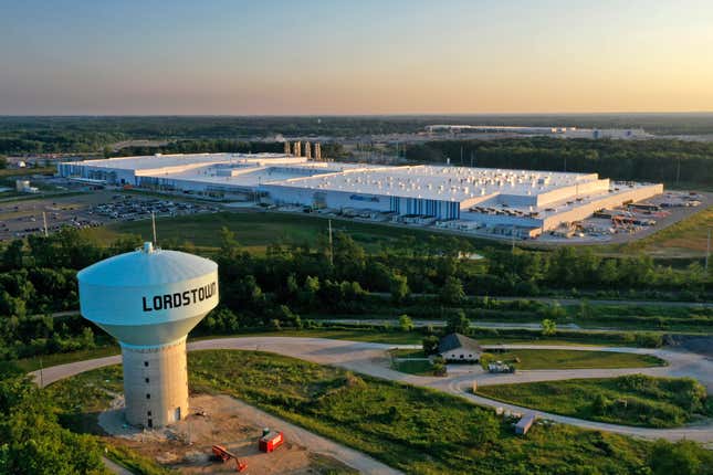 FILE - A view of the Ultium Cell factory in Warren, Ohio, July 7, 2023. China says it has filed a complaint at the World Trade Organization over US subsidies for electric vehicles. (AP Photo/Gene J. Puskar, File)