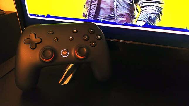 A photo of the Stadia controller