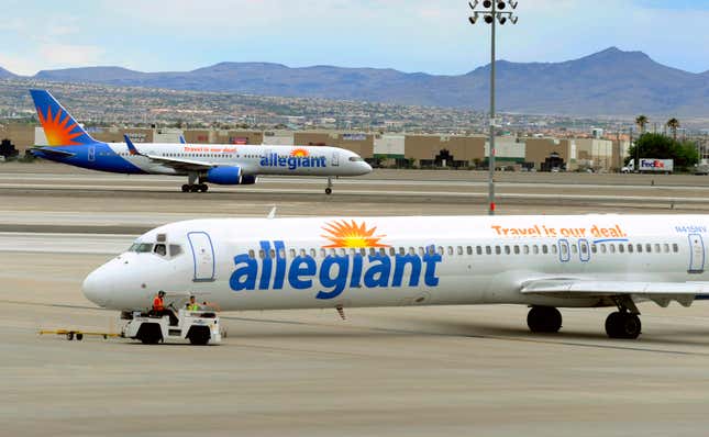 FILE- In this May 9, 2013, file photo, two Allegiant Air jets taxi at McCarran International Airport in Las Vegas. Allegiant Travel, the parent company of the Allegiant budget airline announced Thursday, Sept. 28, 2023 that CEO and director John Redmond resigned, effective immediately. The company isn&#39;t saying why he left. He&#39;s being replaced by the former CEO, Maury Gallagher, who held the job from 2003 until last year. Gallagher has been with Allegiant as majority owner since 2001, and was the CEO from 2003 until last year. (AP Photo/David Becker,File)