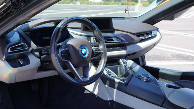 The interior of the 2015 BMW i8 is covered in holograms