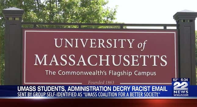 Image for article titled UMass Investigating Racist Email Sent to Black Student Organizations