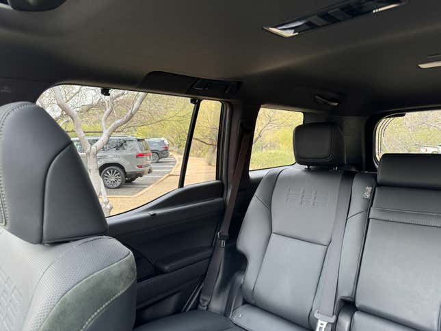 Interior photo showing the back seat and side windows of a 2024 Lexus GX 550