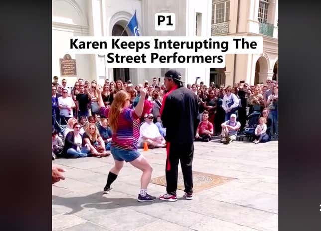 Image for article titled Sit Down Somewhere! NoLa Karen Interrupts Street Performance