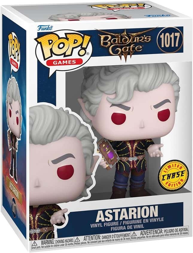 The Astarion Funko Pop tome variant in its box.