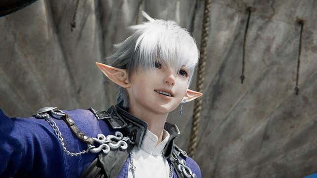 Alphinaud stands on the bridge of a ship