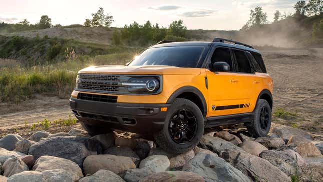 A yellow 2021 Ford Bronco Sport