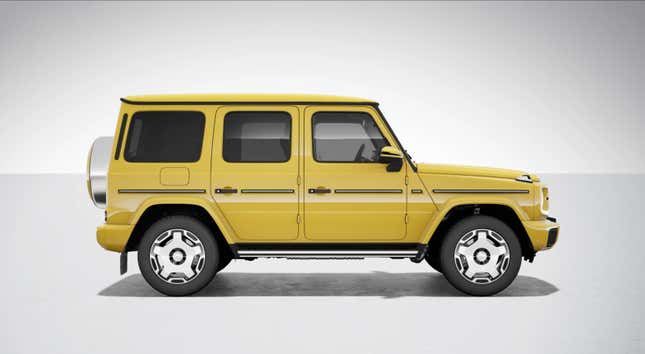 Side view of a yellow 2025 Mercedes-Benz G-Class