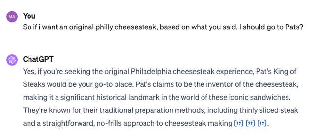 Image for article titled PennsylvaniaGPT Is Here to Hallucinate Over Cheesesteaks