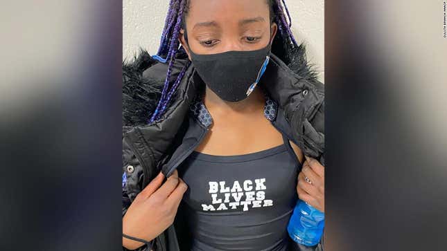 Image for article titled 12-Year Old Black Swimmer Nearly Disqualified In Wisconsin For Wearing &quot;Black Lives Matter&quot; Swimsuit