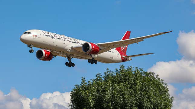 A photo of a Virgin Atlantic Boeing 787 Dreamliner. 