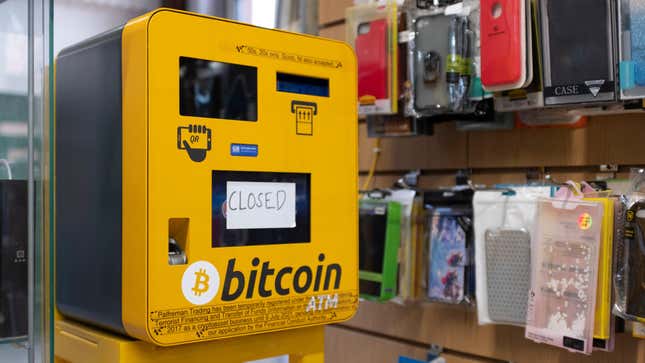 File photo of a bitcoin ATM in a market stall on 10th August, 
2021 in Leeds, United Kingdom.