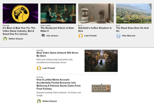 A screenshot shows articles on Aftermath's homepage. 