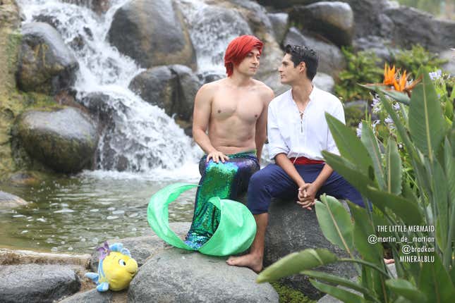 A gender-bent Ariel and Prince Eric at San Diego Comic Con