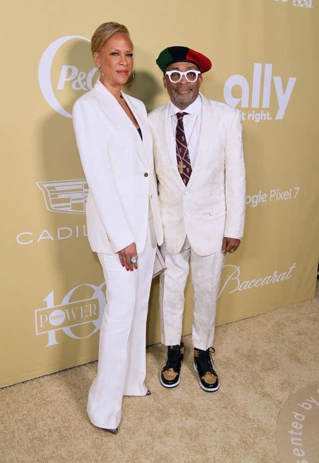 LOS ANGELES, CALIFORNIA - OCTOBER 29: (L-R) Tonya Lewis Lee and Spike Lee attend the 2022 EBONY Power 100 at Milk Studios Los Angeles on October 29, 2022 in Los Angeles, California. 