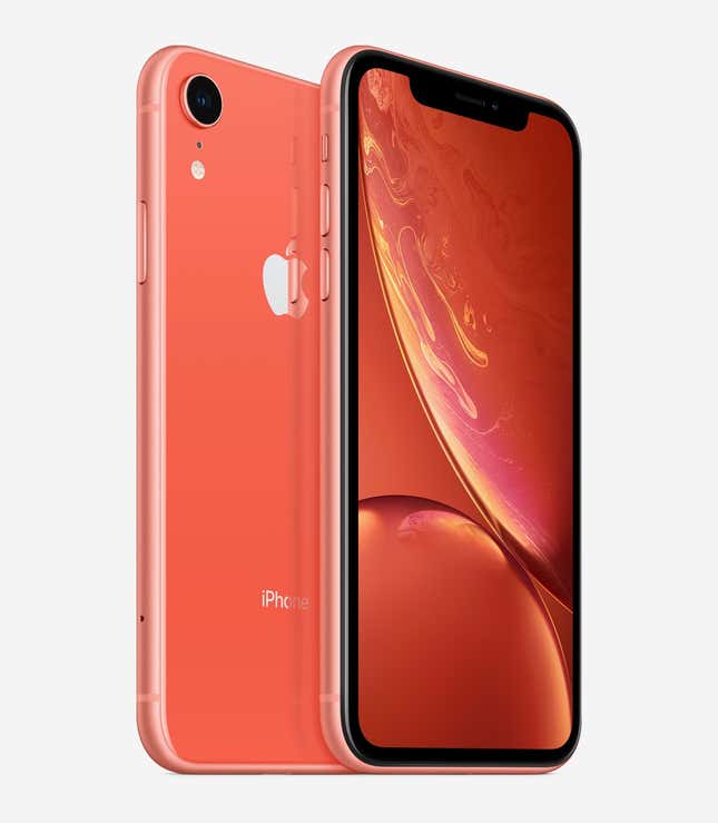 The iPhone Xr in coral.