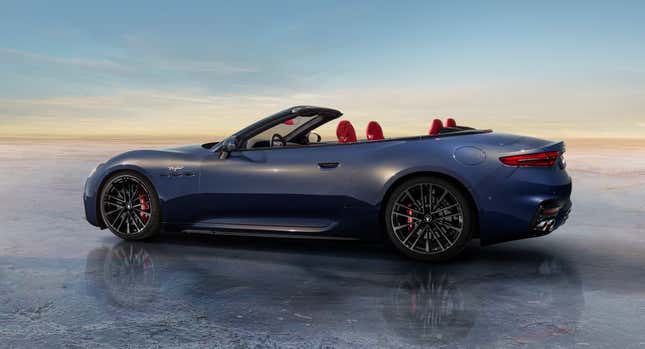 A side view of the new Maserati GranCabrio with its top down