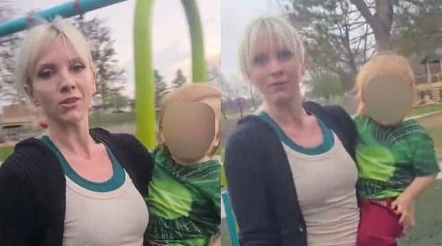 White woman at playground using racial slur