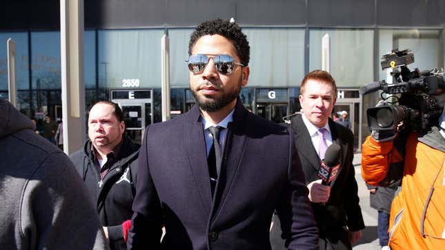 Jussie Smollett leaves the Leighton Courthouse after his court appearance on March 26, 2019 in Chicago, Illinois.