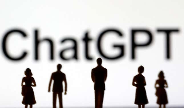 Human silhouettes standing in front of ChatGPT words