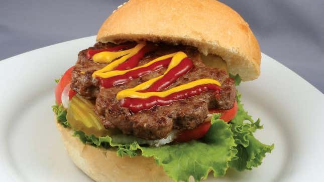 Burger with ketchup and mustard